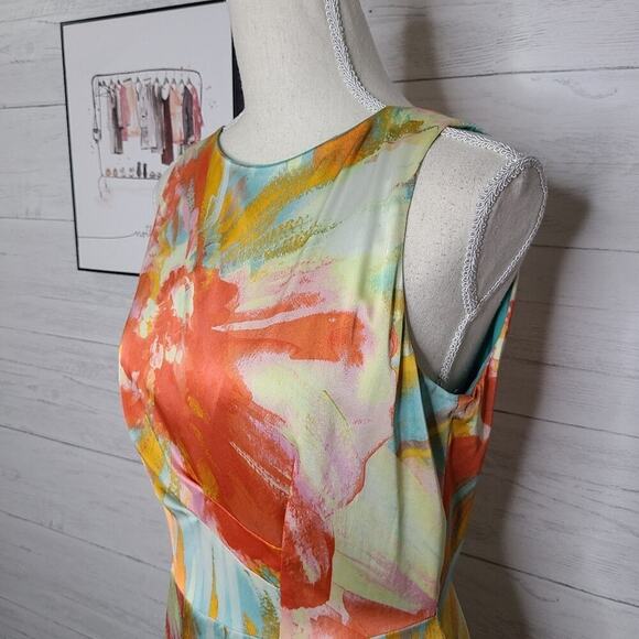 Tahari Sleeveless Multi Colored Print Dress Size 6 Petite - Picture 6 of 12